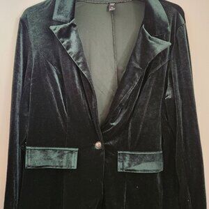 Shein green velvet single breasted blazer. Womens  1XL NWOT